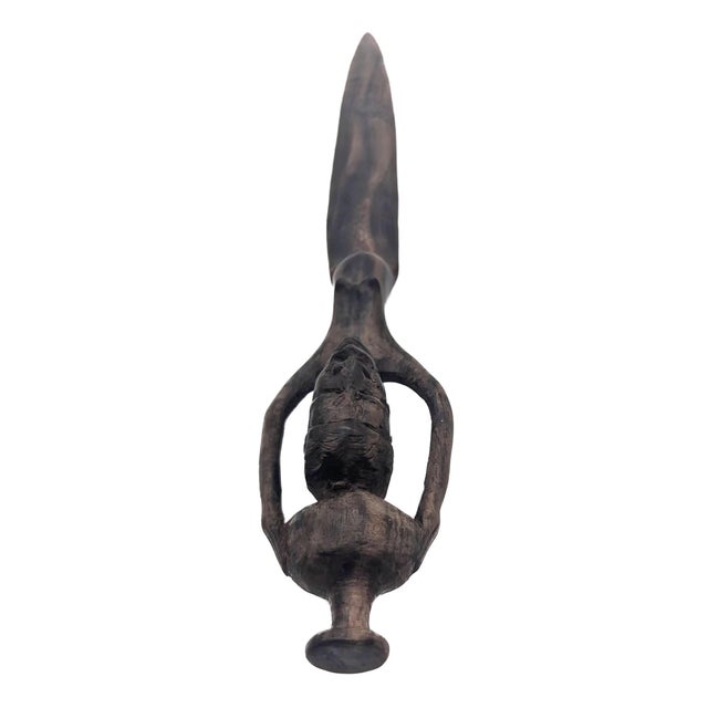 Vintage Handcarved Iroko Wood Letter Opener For Sale - Image 10 of 11