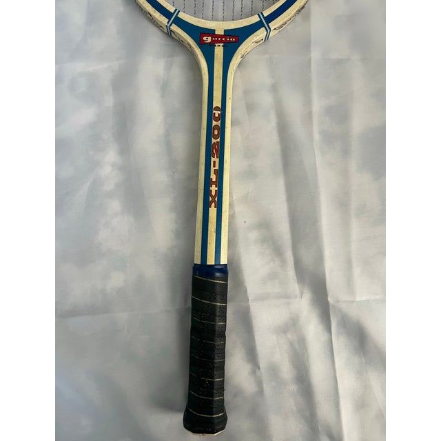 Vintage C1970s Garcia Xl-200 White and Blue Wooden Tennis Racket For Sale - Image 12 of 12