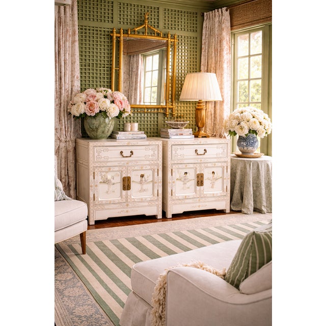 Mid 20th Century Rare Pair of 20th Century Chinoiserie Nightstands Chests With Mother-of-Pearl Inlay For Sale - Image 5 of 5