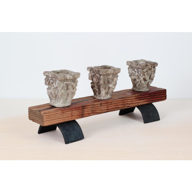 Brutalist Candle Holder With Architectural Medieval-Revival Capitals For Sale - Image 12 of 16