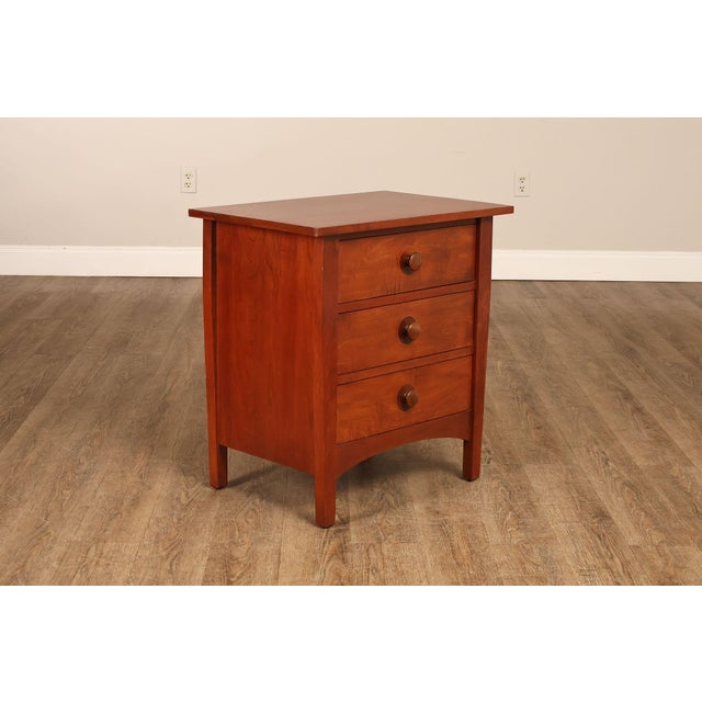 Stickley Stickley Mission Collection Harvey Ellis Cherry Three Drawer Nightstands For Sale - Image 4 of 18
