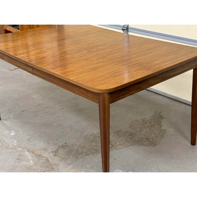1960s Mid-Century Modern Walnut 60" Dining Table W 1 Extension For Sale - Image 5 of 12