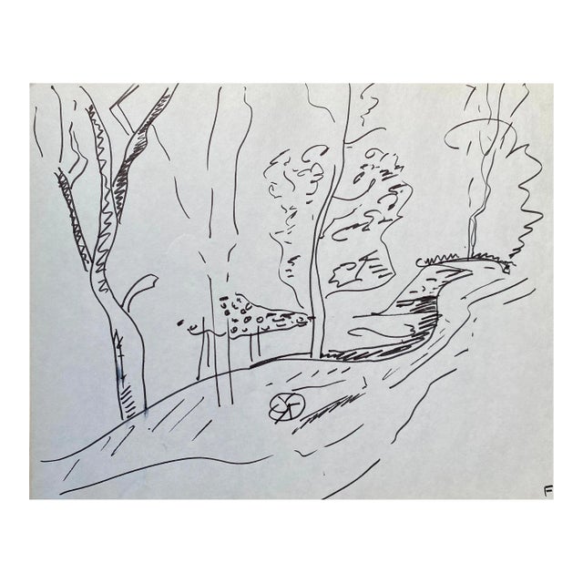 Frank Wallace Modern Landscape Drawing For Sale