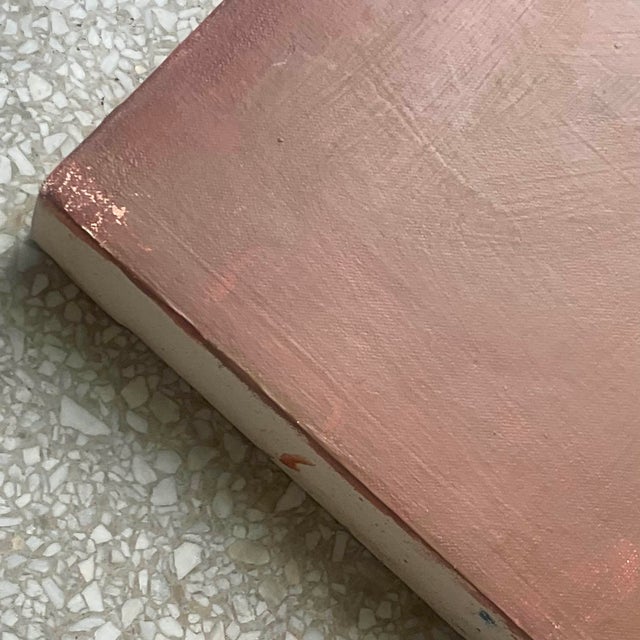 This Russell Christoffersen abstract painting features a rich blend of warm earthy tones, dominated by deep reds and...