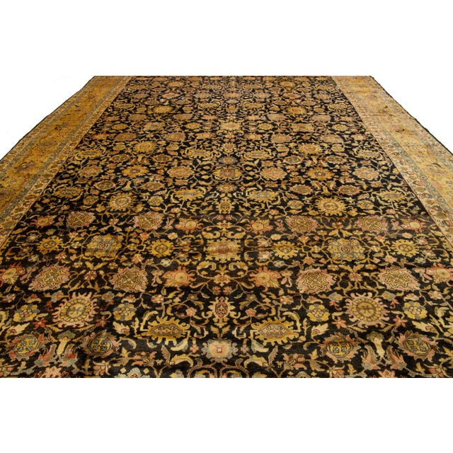 Blue Oversized Antique Malayer Wool Rug Handmade in Dark Blue With Allovern Pattern For Sale - Image 8 of 10