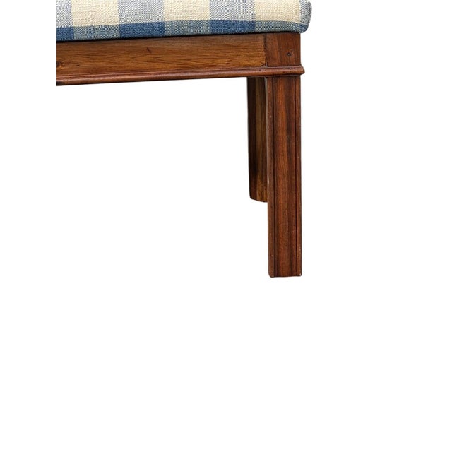 English 1940s English Chippendale Mahogany Bench New Fabric. For Sale - Image 3 of 10