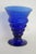 Art Deco Cobalt Blue Ribbed Glass Goblet Vase Vessel With Flared Rim Art Deco Style 4878b For Sale - Image 3 of 8