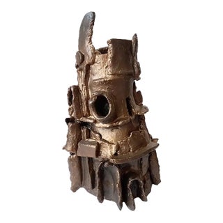 Architectural Brutalist Ceramic Sculpture Vase 'Babel' by Diane Grant For Sale