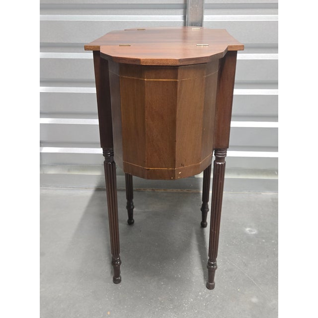 Early 20th Century Federal Style Inlaid Mahogany Sewing Table Cabinet For Sale - Image 9 of 12