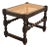 Berkey & Gay Style Antique English Jacobean Carved Walnut and Cane Stool or Ottoman, Circa 1920s For Sale