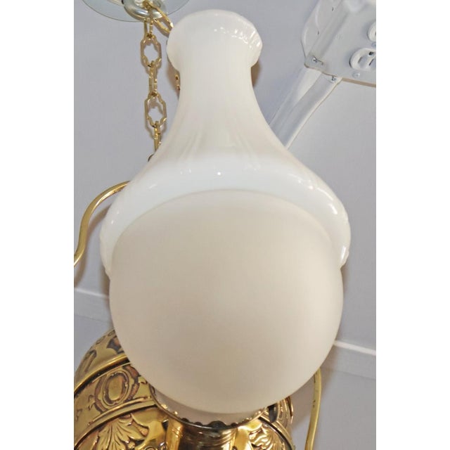19th Century Angle Lamp Co. Double Angle Lamp Brass Kerosene Chandelier For Sale In New York - Image 6 of 12
