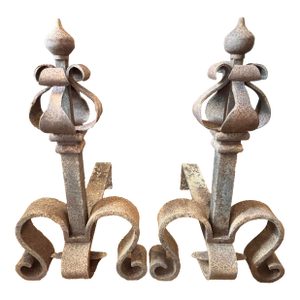 Early 19th Century French Forged Iron Andirons - A Pair