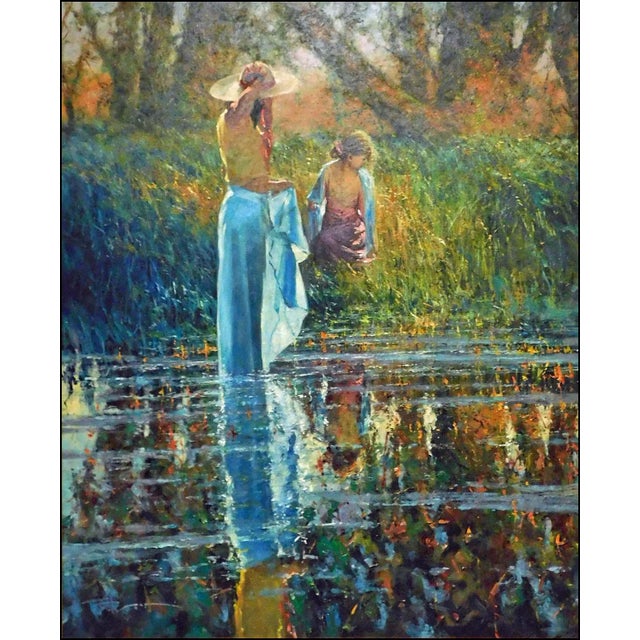 Impressionist Contemporary Impressionist Style Figurative Oil Painting by Robert Hagan, Framed For Sale - Image 3 of 11