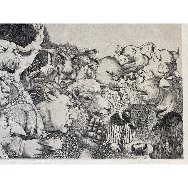 Paper Charles Bragg Commodities Market Signed Original Etching Satire For Sale - Image 7 of 12