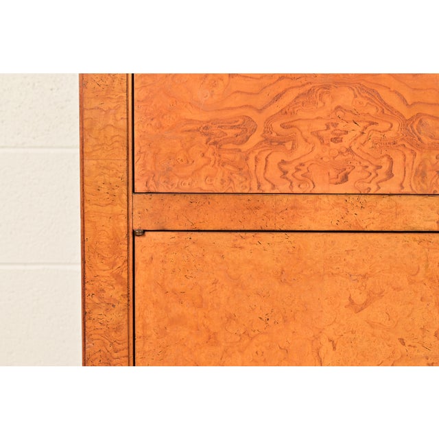 Baker Furniture French Empire Neoclassical Burl Wood Abattant Bar Cabinet, Circa 1980s For Sale - Image 9 of 18