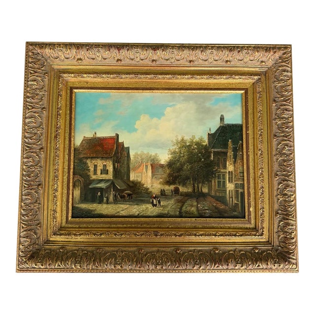 Vintage “Old European Style” Signed Oil on Wood Painting – Dutch Mastered Style For Sale