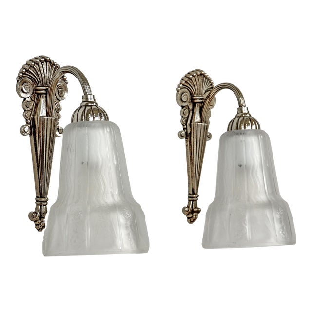 French Art Deco Wall Sconces by A. Richard & Muller Freres 1920s France - A Pair For Sale