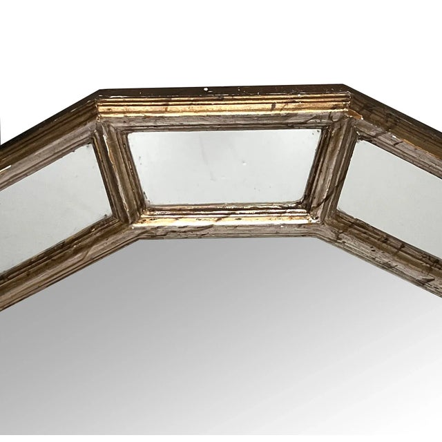 Neoclassical Italian Silver-Leafed Giltwood Dodecagon Mirror For Sale - Image 3 of 7