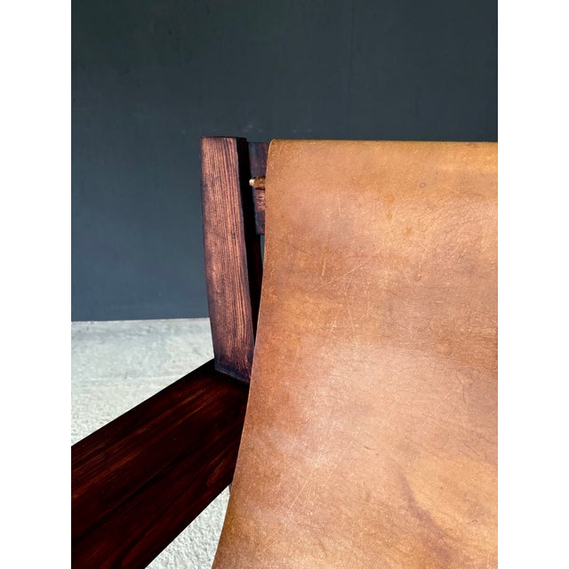 Brown Mid-Century Handcrafted Beach Sling Lounge Chair, Netherlands, 1960s For Sale - Image 8 of 18