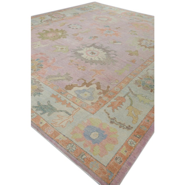 Pink Early 21st Century Pink Multicolor Handwoven Turkish Oushak Rug 12'3" X 14'9" For Sale - Image 8 of 10