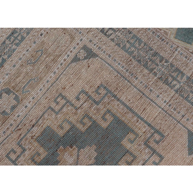 Vintage Turkish Oushak Rug With Geometric Medallions in Soft Green For Sale - Image 10 of 10
