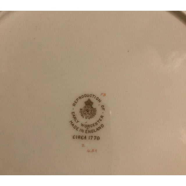 Gold Set of 12 English Floral Service Dinner Plates by Royal Worcester For Sale - Image 8 of 8
