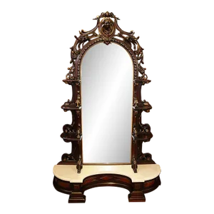 ​19th Century Carved Rosewood Figural Etagere Pier Mirror Attributed to Alexander Roux