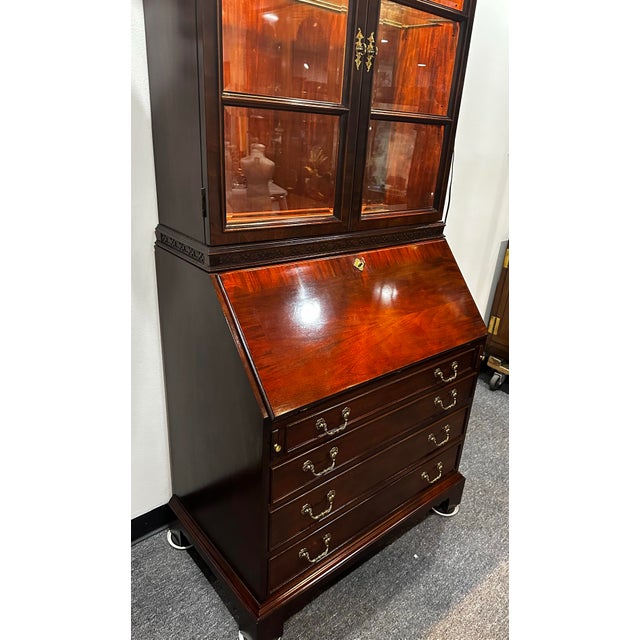 Wood Century Furniture Mahogany Chippendale Secretary Desk For Sale - Image 7 of 9