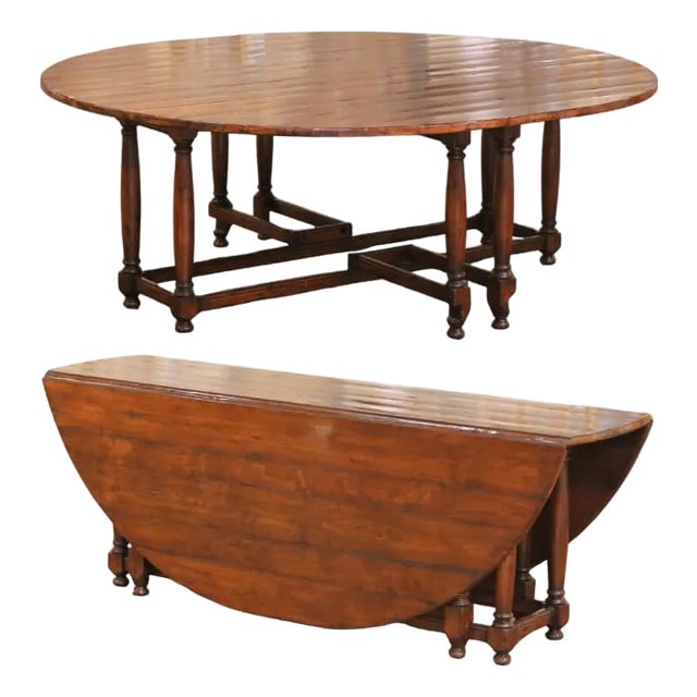Late 20th Century Guy Chaddock Country Oak Drop-Leaf Gate Leg Dining Table For Sale