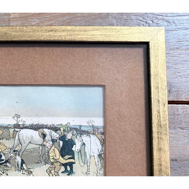 Wood Rare Set of 4 Antique 1900 Cecil Aldin "The Fallowfield Hunt" Prints - Original Wood Backing For Sale - Image 7 of 12