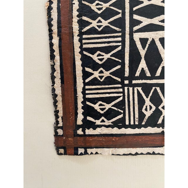 Vintage West African Mud Cloth–Style Geometric Textile, Mounted For Sale - Image 4 of 5