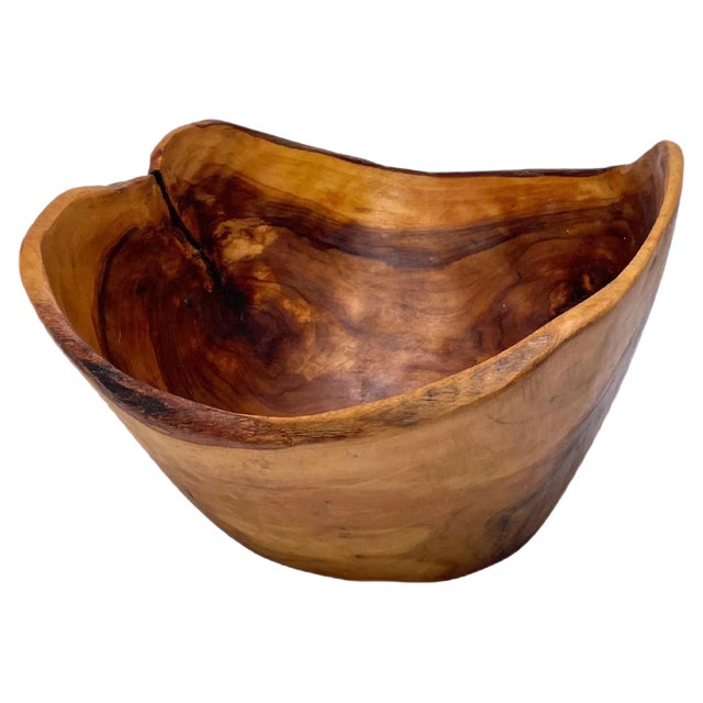 French Riviera Style Brown Bowl in Olive Wood, 1960 For Sale