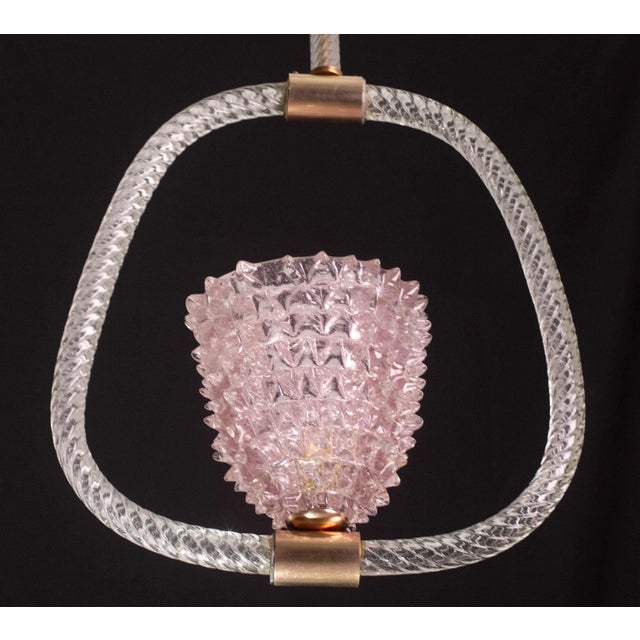 Ercole Barovier Pink Rostrato Murano Glass Pendant by Barovier & Toso, 1940s For Sale - Image 4 of 12