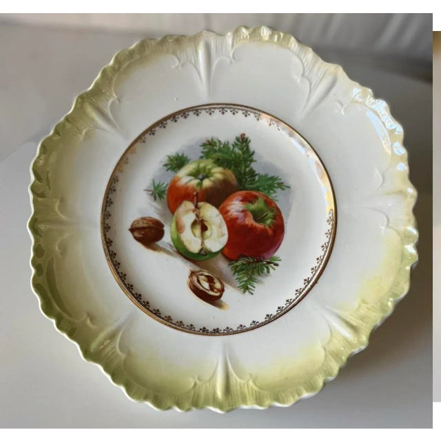 American Vintage Holiday Lusterware Scalloped Edge Ceramic Decorative Plate For Sale - Image 3 of 7