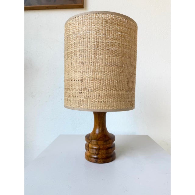 Turned Olive Wood Table Lamp, 1950s For Sale - Image 17 of 17