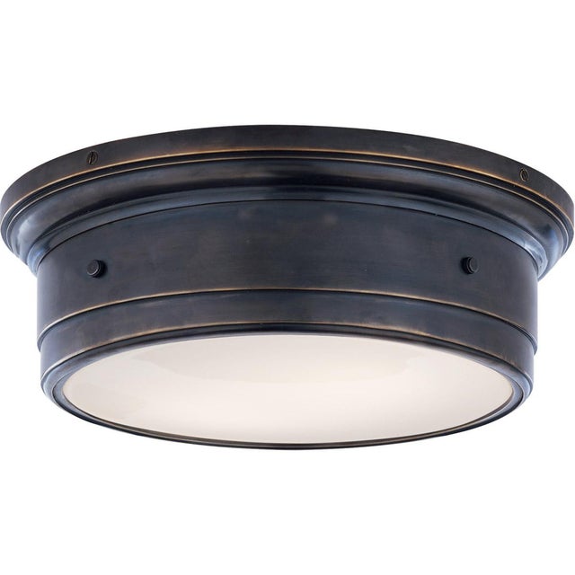 Siena Large Flush Mount in Bronze with White Glass Designer: Mounting: Flush Shade Detail: White Glass Socket: 2 - E26...