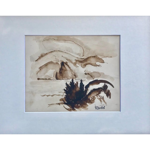 Vintage Original Watercolor Landscape by Harold Christopher Davies, signed lower right. Provenance: From Estate of the...