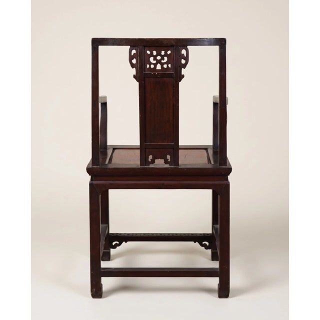 Chinese Pair of Chinese Carved Wood Armchairs For Sale - Image 3 of 5