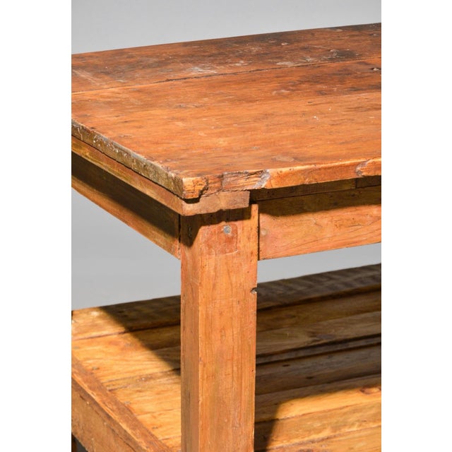 19th Century British Pine Large Potting Table / Island For Sale - Image 4 of 4