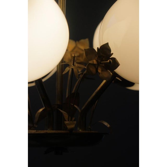 1940s Chandelier in Brass & Glass by Paavo Tynell for Idman OY, Finland, 1940s For Sale - Image 5 of 14