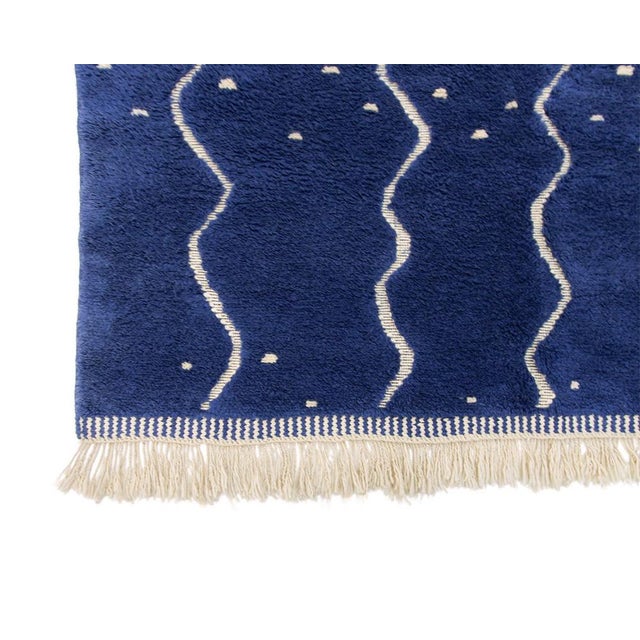 Contemporary Abstract Hand-Knotted Moroccan Wool Rug | 9'3" X 5'11" | One of a Kind For Sale - Image 3 of 9