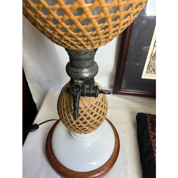 Wood Late 19th Century French Victorian Cane Wrapped Seltzer Bottle Lamp For Sale - Image 7 of 10