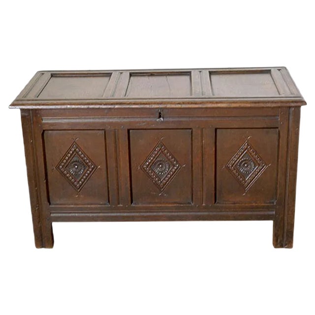 17th Century English Oak Kist For Sale
