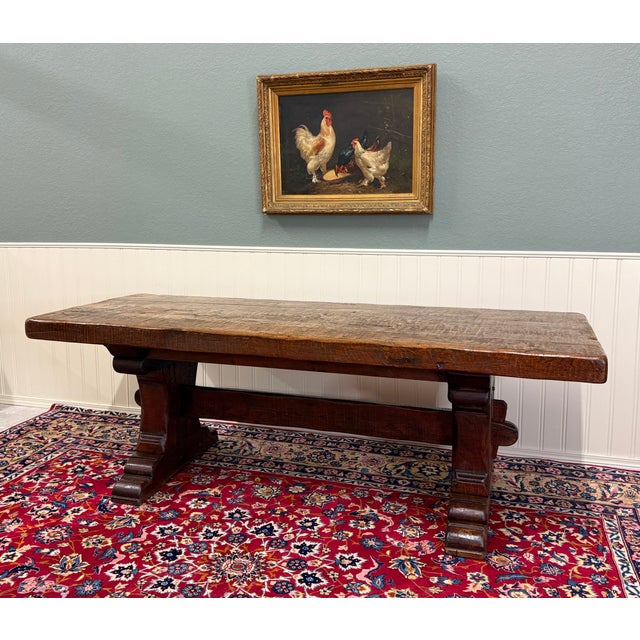 Antique French Dining Farmhouse Refectory Monastery Table Trestle Base Mid 19thC For Sale - Image 4 of 18