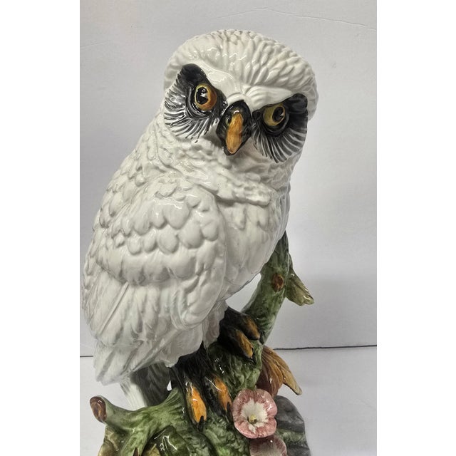 Contemporary Vintage White Porcelain Owl by Ronzan From Italy ,Signed. For Sale - Image 3 of 12