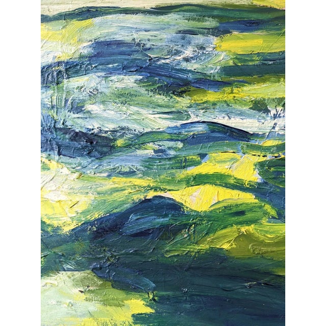 Mid-Century Modern Swedish "Waves" Vintage Abstract Oil Painting, Framed For Sale - Image 4 of 13