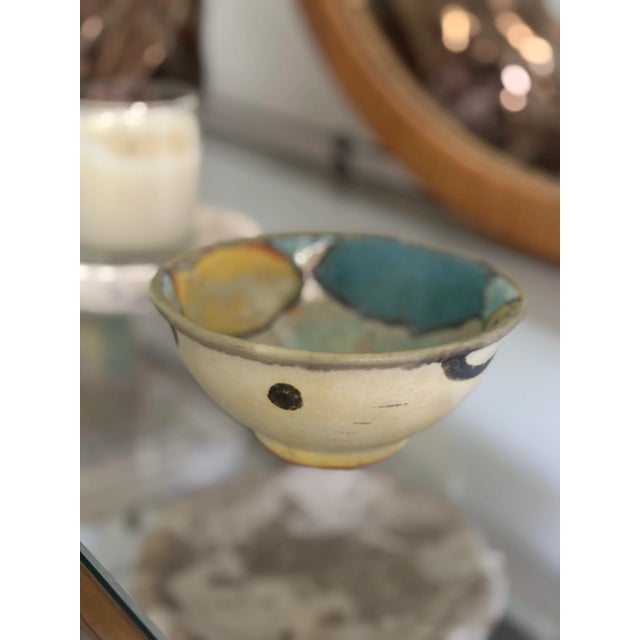 Vintage Studio Pottery Stoneware Bowl in Abstract Bold Color Patch Glaze, 20th Century For Sale - Image 9 of 12