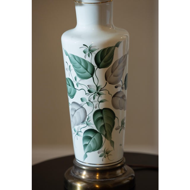 1970s Pair of Vintage Hand-Painted Porcelain Leaf Lamps For Sale - Image 11 of 12