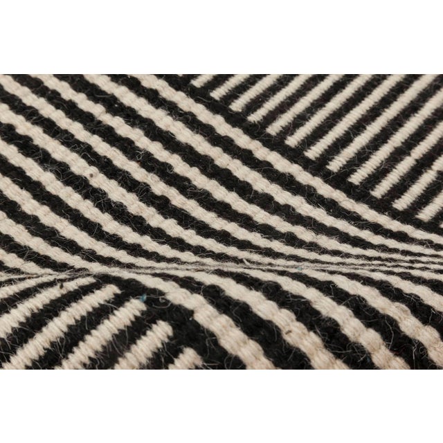 Custom Modern striped flat-woven wool rug in black & beige by Doris Leslie Blau Size: 9'0" x 10'3" (274 × 312 cm) Nowadays...