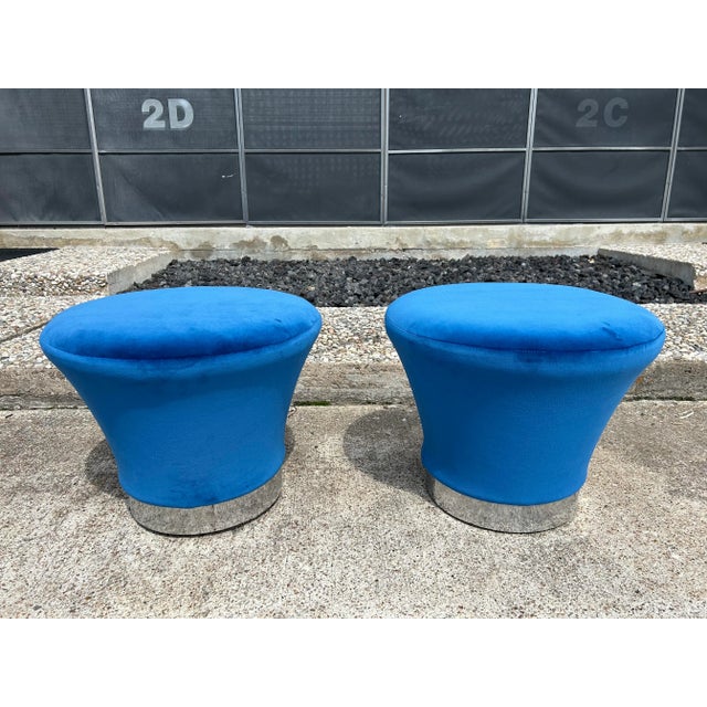 Pierre Paulin Pair of Pierre Paulin Attributed Mushroom Ottomans For Sale - Image 4 of 8